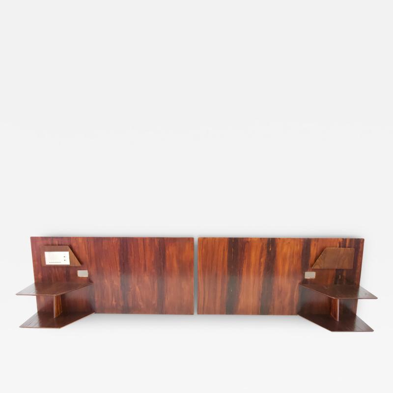Gio Ponti Gio Ponti pair flamed wood Headboard fitted bedside tables Hotel Royal 1955