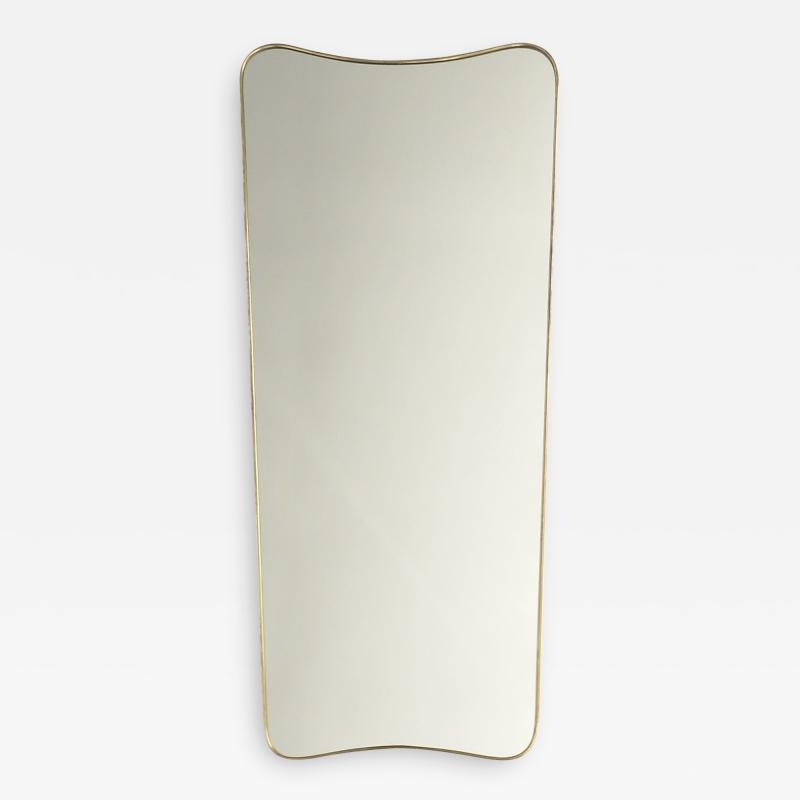 Gio Ponti Italian Brass Framed Mirror In the Style of Gio Ponti Tall