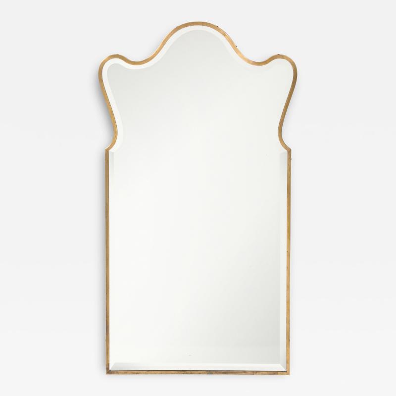 Gio Ponti Italian Mid Century Modern Mirror Brass Frame and Bevelled Edge 1950 s