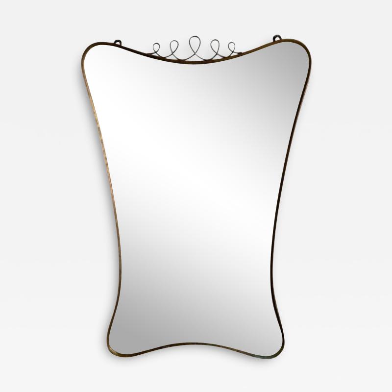 Gio Ponti Italian Mid Century Modern Organic Form Wall Mirror Brass Italy 1950s