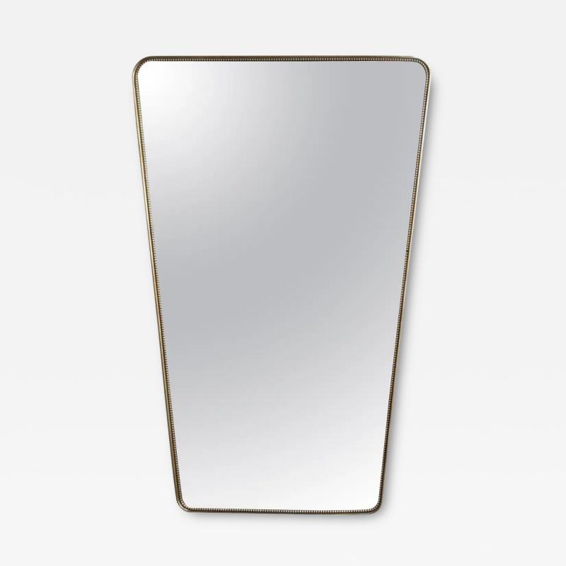 Gio Ponti Italian Modern Contour Wall Mirror with Beaded Brass Frame after Gio Ponti