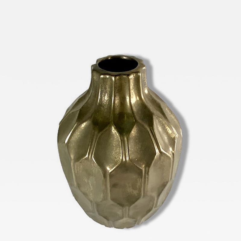 Gio Ponti Italian Modern Gold Ceramic Vessel Style of Gio Ponti