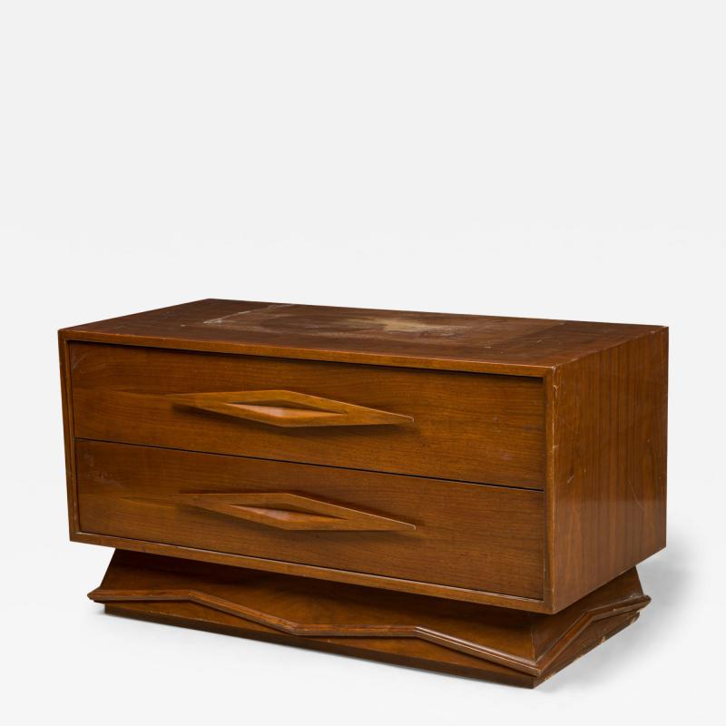 Gio Ponti Italian Modern Two Drawer Bedside Table Night Stand manner of Gio Ponti