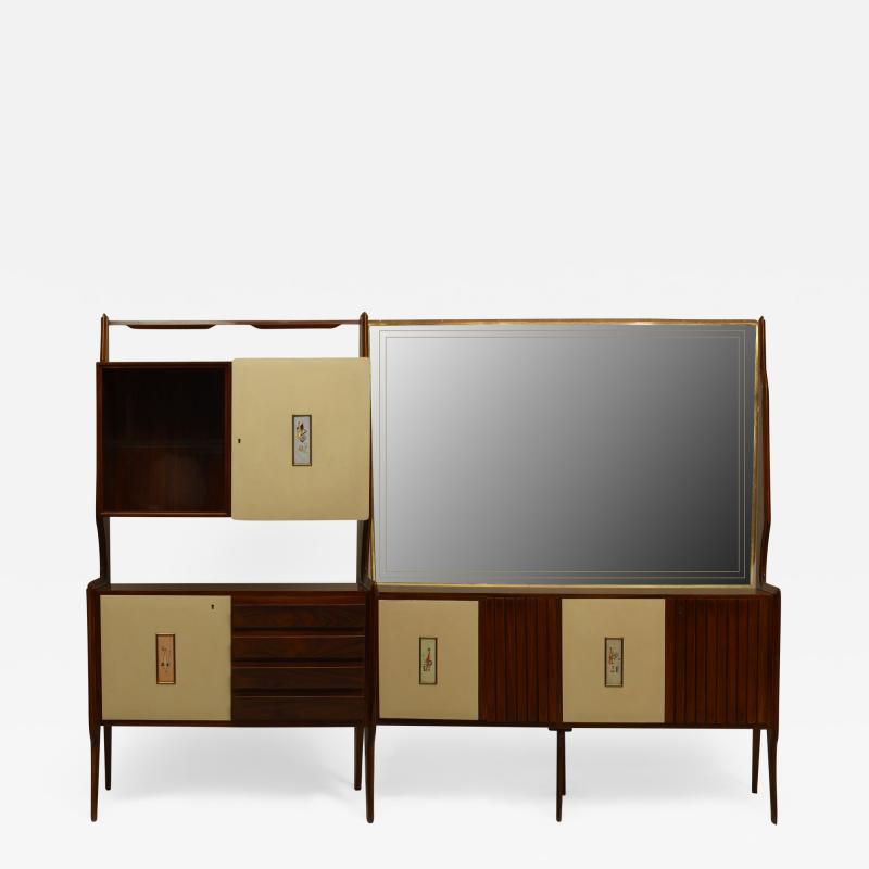 Gio Ponti Italian Post War Design Rosewood Mahogany Wall Unit Bar 