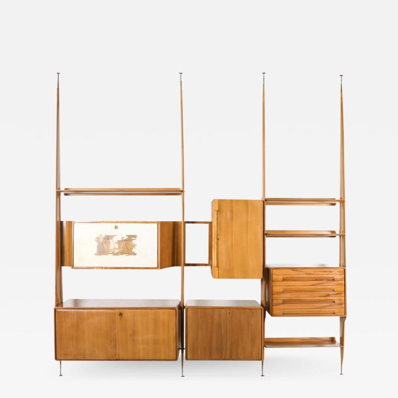 Gio Ponti Italian Wall Unit in Beech Attributed to Gio Ponti 1950s