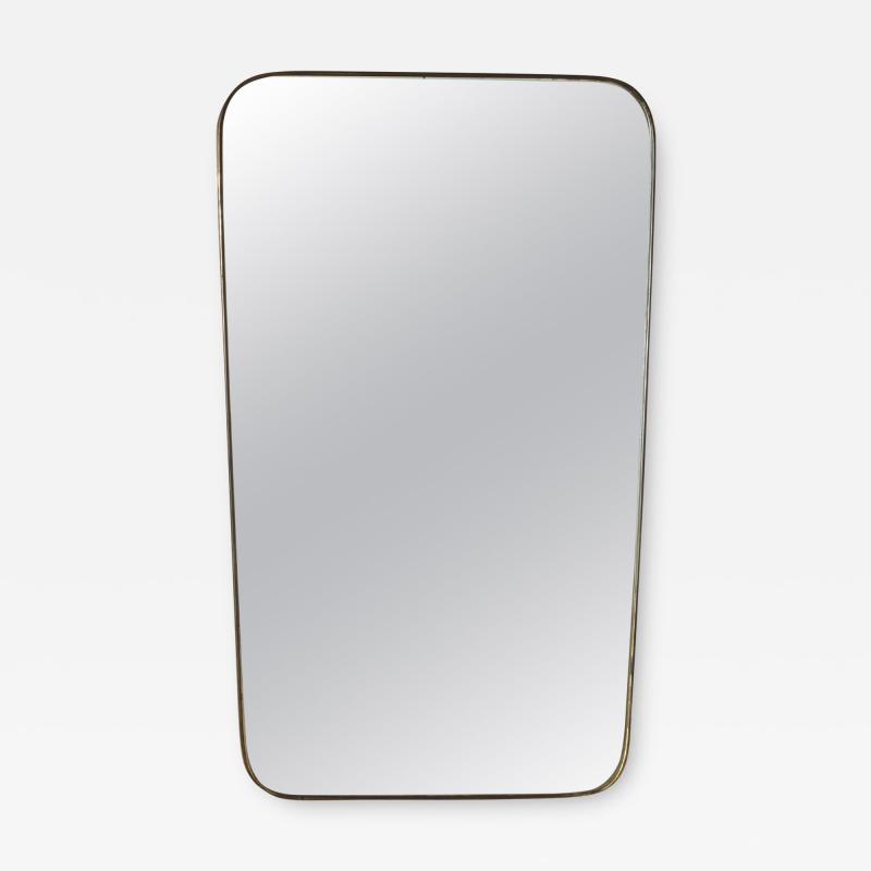 Gio Ponti Italian mid century Brass wall Mirror in the style of Gio Ponti Italy 1950s