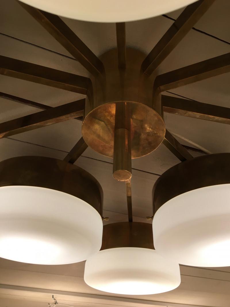 Gio Ponti - Large Brass 10-Arm Flush Mount Ceiling Light in the Style ...