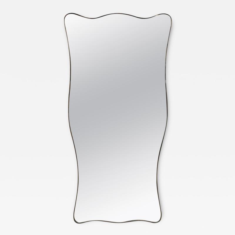 Gio Ponti Large Italian Modern Gio Ponti Inspired Brass Mirror