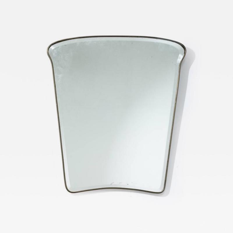 Gio Ponti Mid Century Brass Framed Beveled Mirror in the Style of Gio Ponti Italy 1950