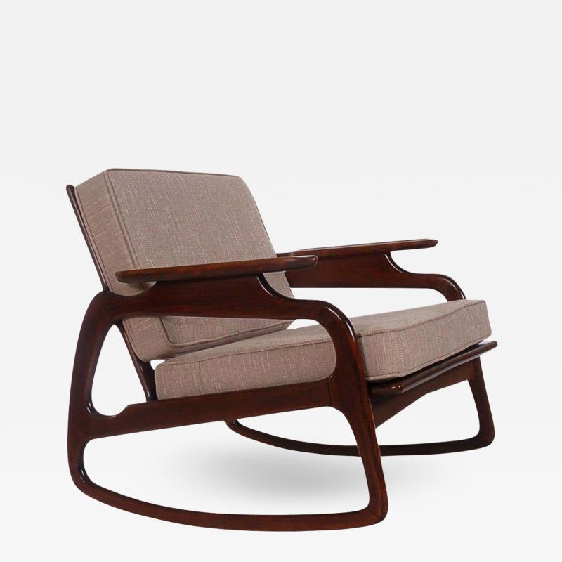 Gio Ponti Mid Century Italian Modern Sculptural Rocking Chair in Walnut after Gio Ponti