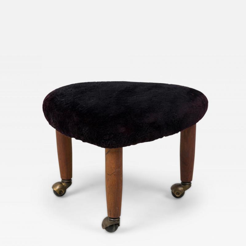 Gio Ponti Mid Century Italian Modern Triangular Black Upholstered Footstool manner of Gio