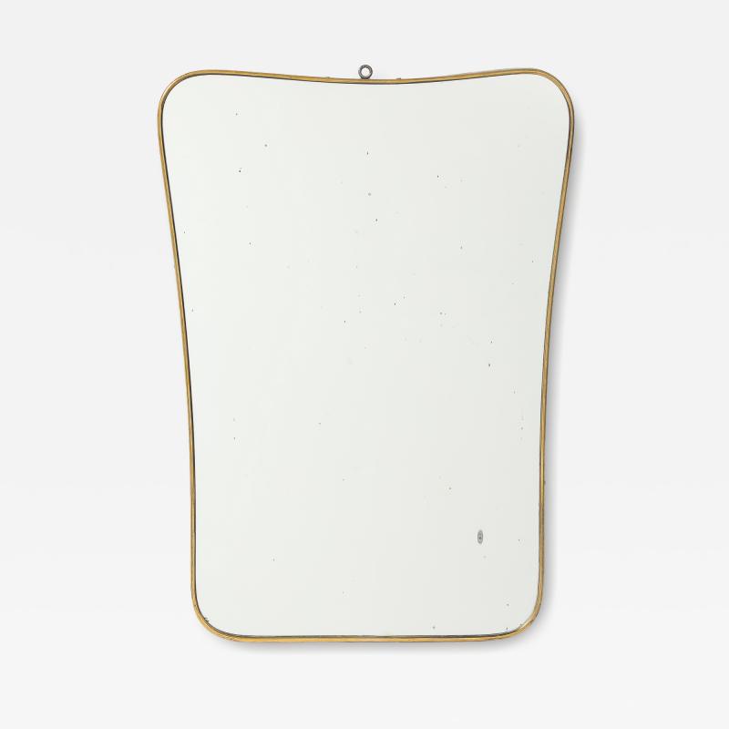 Gio Ponti Mid Century Modern Brass Framed Mirror in the style of Gio Ponti Italy 1950