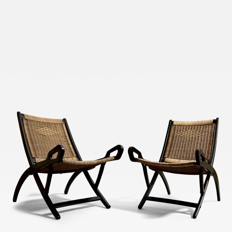 Gio Ponti PAIR OF GIO PONTI NINFEA FOLDING RATTAN CHAIRS FOR FRATELLI REGUITTI