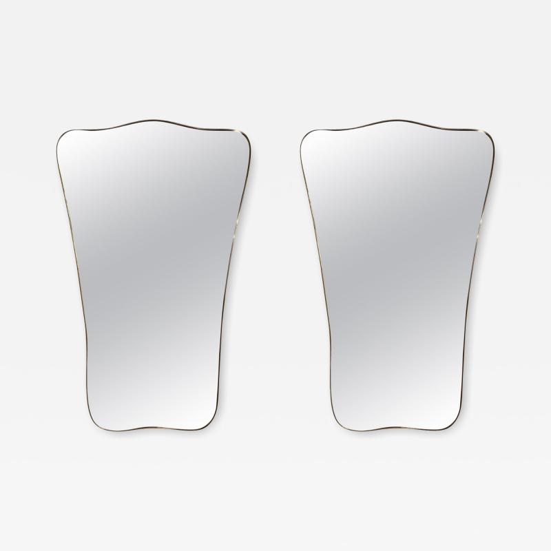 Gio Ponti Pair Of Italian Modern Gio Ponti Inspired Brass Mirrors
