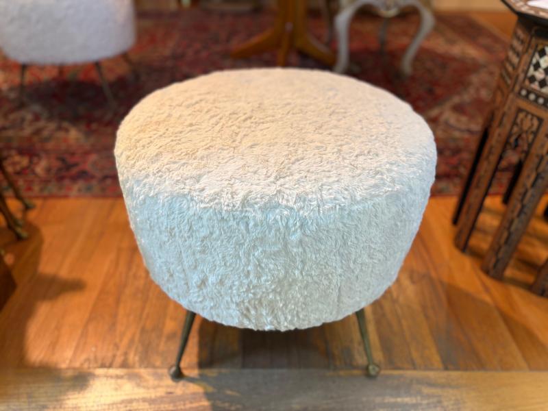 Gio Ponti - Pair Of Italian Modern Ottomans With Brass Legs