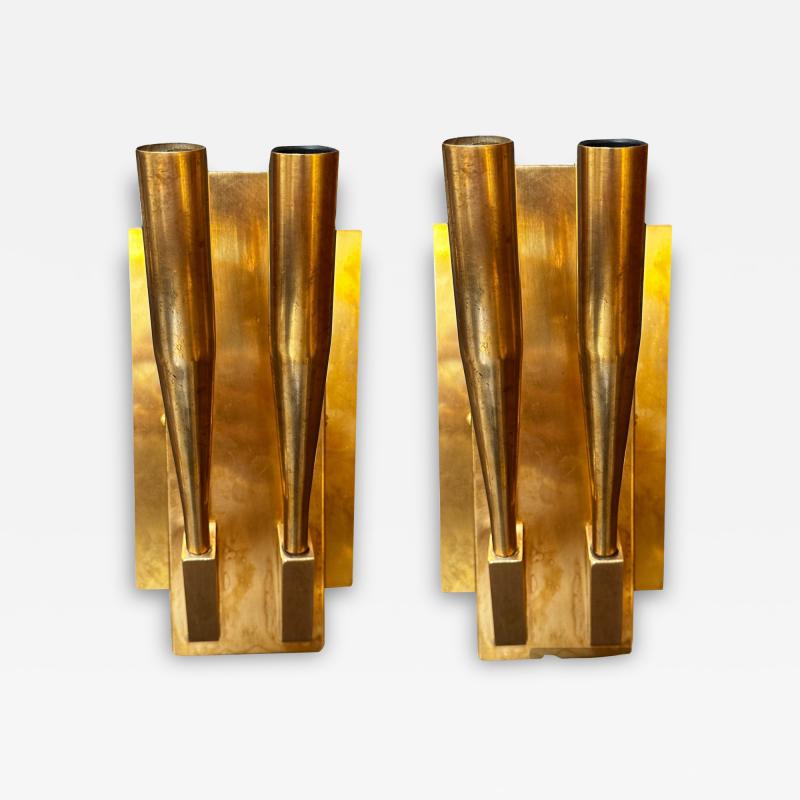 Gio Ponti Pair of Gio Ponti Fully Brass Wall Sconces 1940