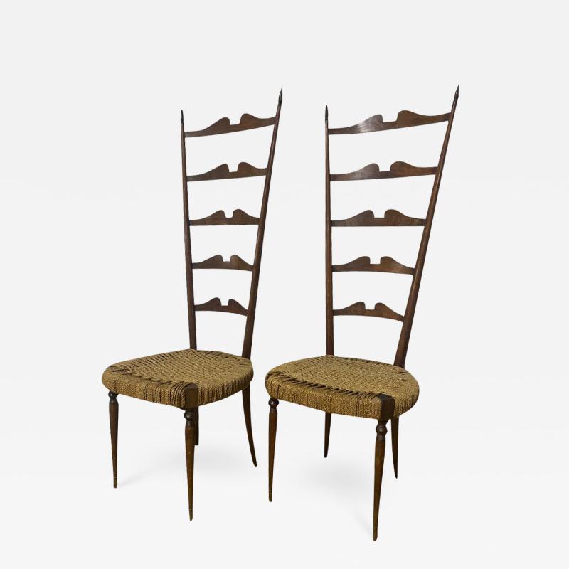 Gio Ponti Pair of Gio Ponti High Back Chairs