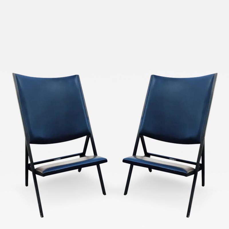 Gio Ponti Pair of Gio Ponti for Walter Ponti Gabriella Folding Chairs Model D 270 2 Black