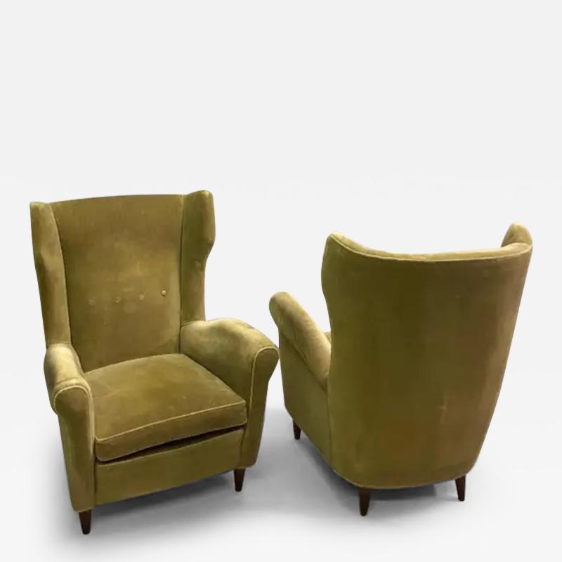 Gio Ponti Pair of Italian Mid Century Wingback Lounge Chairs by Gio Ponti Model 512