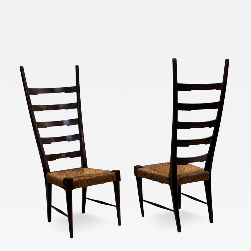 Gio Ponti Pair of Italian Modern Craftsman Side Chairs Attr to Gio Ponti circa 1939