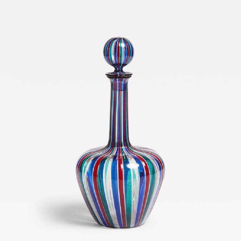 Gio Ponti Polychrome Glass Decanter by Gio Ponti for Venini