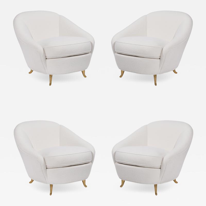 Gio Ponti Rare Set of Four Lounge Chairs in Ivory Bloucle by Gio Ponti for ISA
