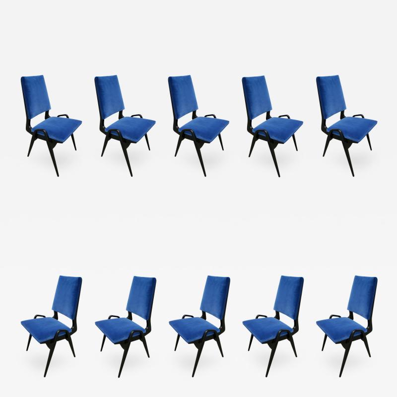 Gio Ponti Set of Ten 1960s Gio Ponti Style Dining Chairs