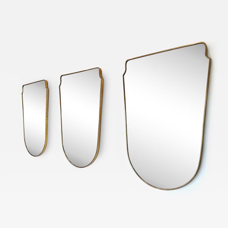 Gio Ponti Substantial Mid 20th Century European Brass Shield Mirror 3 Available Per item
