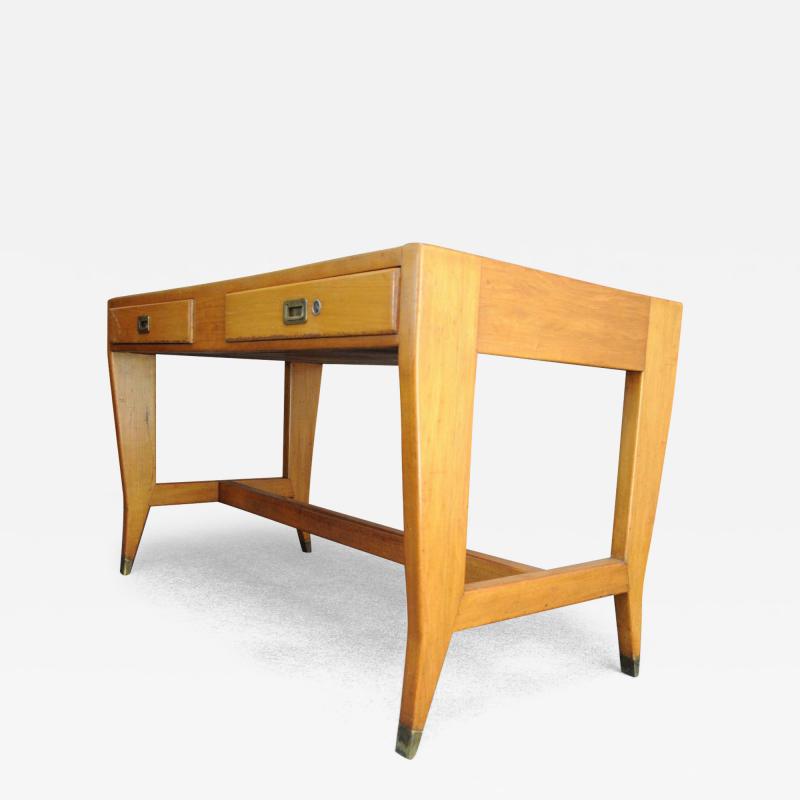 Gio Ponti Vintage Gio Ponti BNL Writing Table Desk in Italian Walnut Beech and Brass