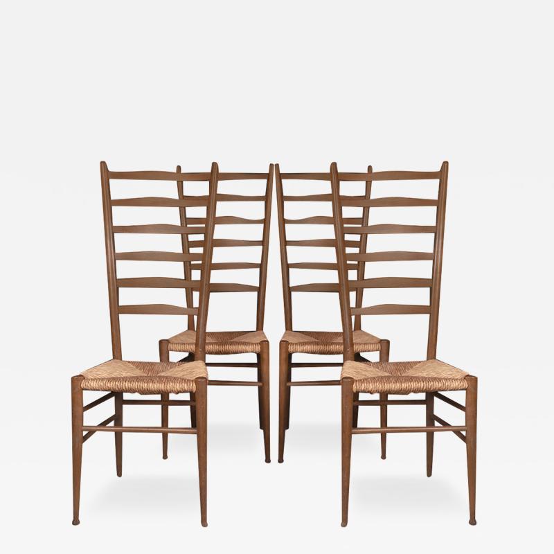 Gio Ponti Vintage Gio Ponti Style Italian Ladder Back Chairs 4