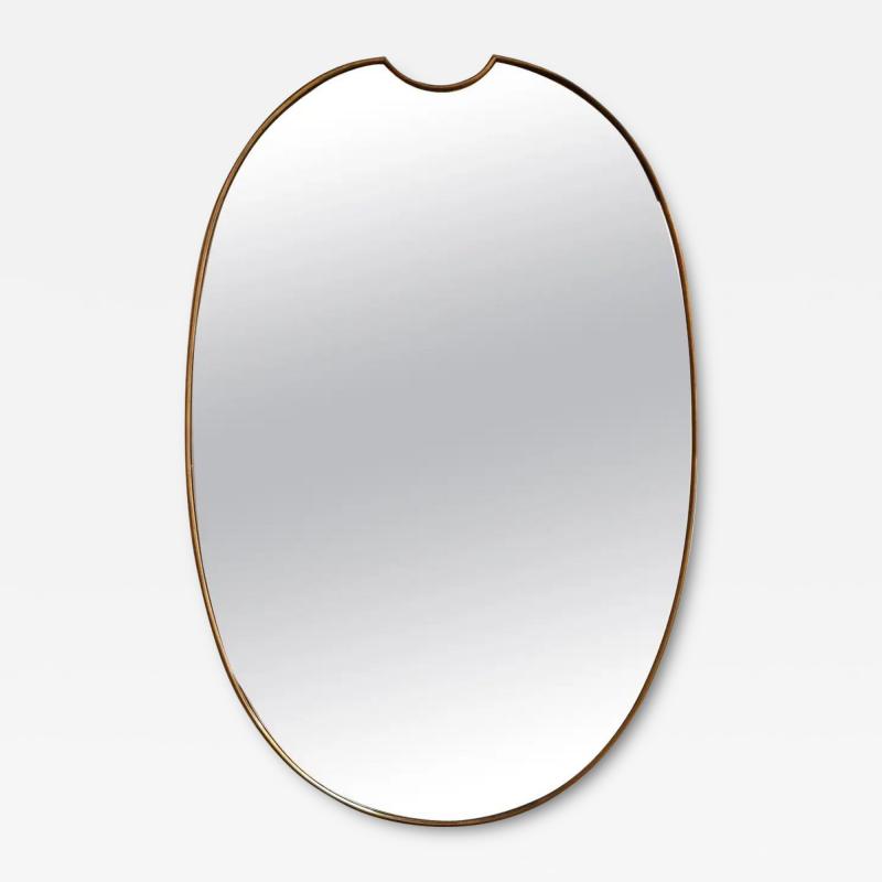 Gio Ponti Vintage Italian Patinated Brass Framed Incurved Wall Mirror