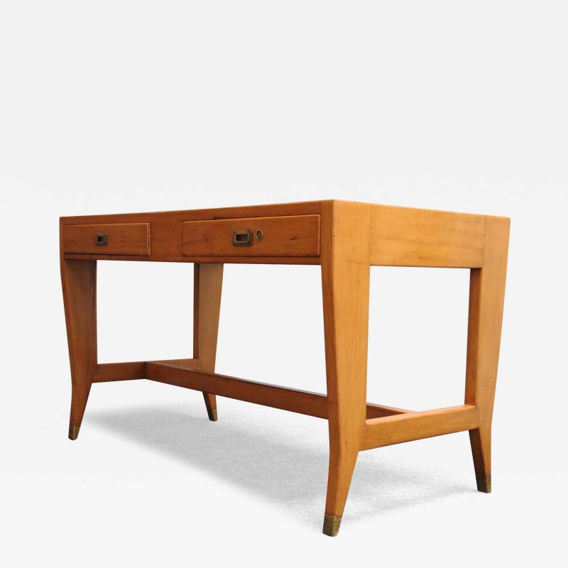 Gio Ponti Vintage Italian Walnut Beech and Brass Writing Table Desk by Gio Ponti for BNL