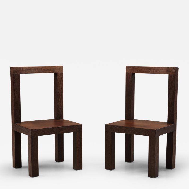 Giorgio Armani Chestnut Constructivist Side Chairs Italy 1990s
