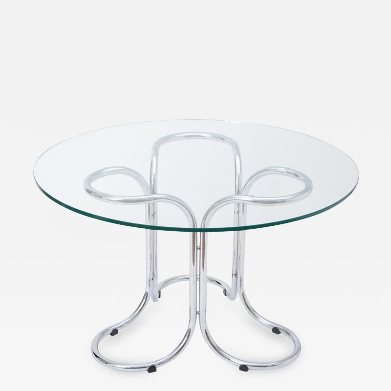 Giotto Stoppino Circular Mid Century Modern Glass Table in the Style of Giotto Stoppino