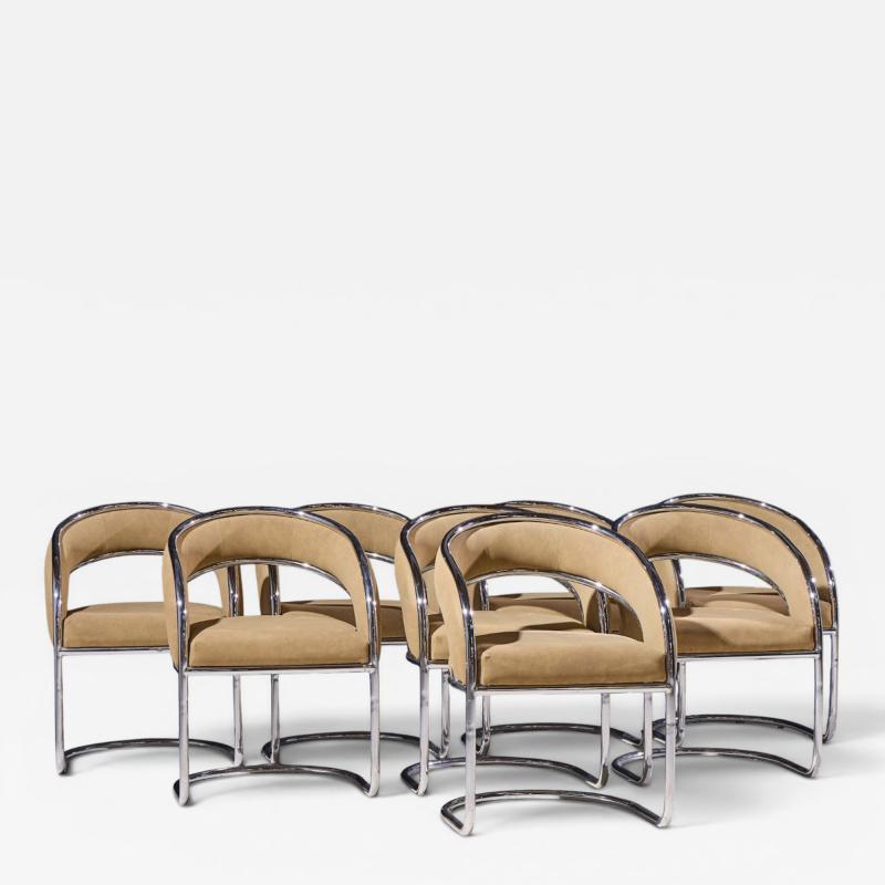Giotto Stoppino Giotto Stoppino Style Mid Century Chrome Dining Chairs Set of 8