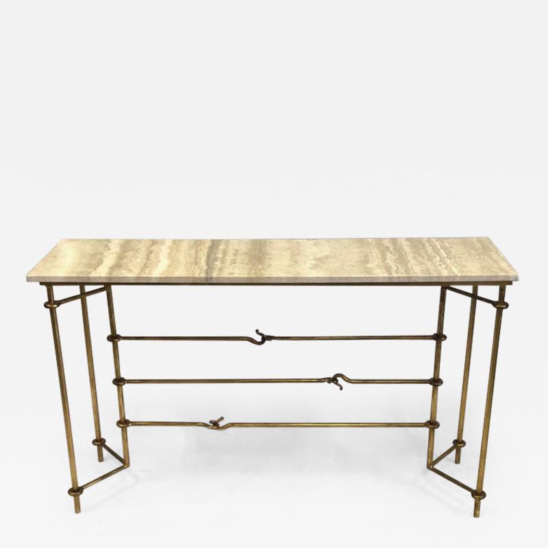 Giovanni Banci Italian Mid Century Modern Neoclassical Gilt Iron Console by Banci for Herm s