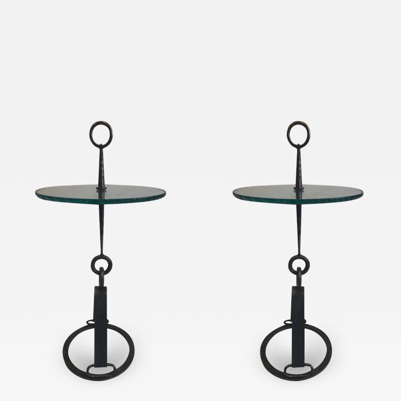 Giovanni Banci Pair of Modern Neoclassical Wrought Iron Side Tables Giovanni Banci and Hermes