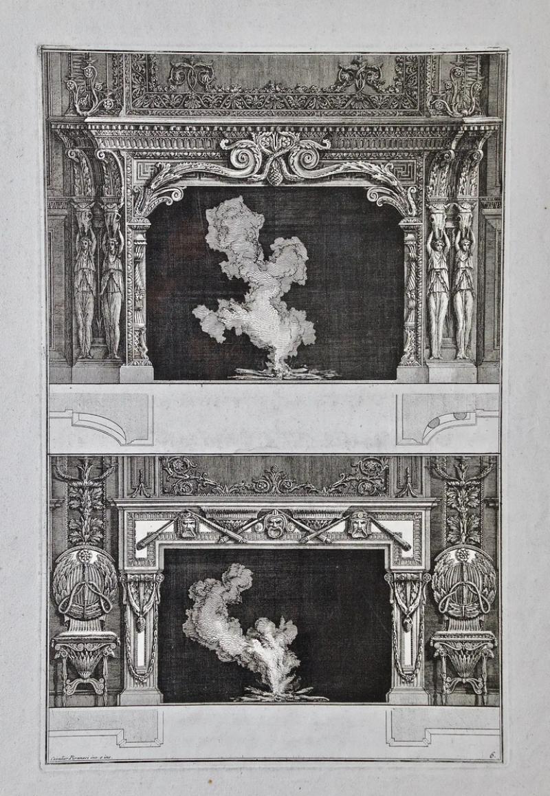 Giovanni Battista Piranesi 18th C Piranesi Fireplace Designs based on Ancient Architectural Styles