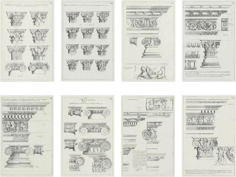 Giovanni Battista Piranesi Set of 8 Antique Giovanni Battista Piranesi Framed Italian Architectural Prints