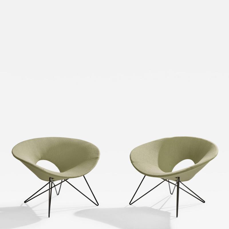 Giovanni Ferrabini Giovanni Ferrabini Attribution Lounge Chairs with Iron and Fabric Italy 1950s