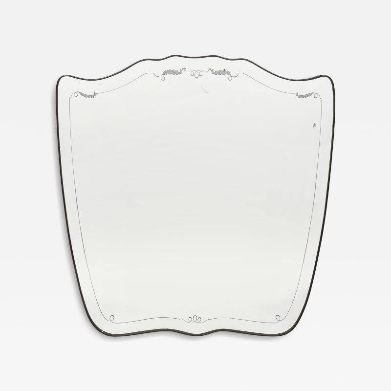 Giovanni Gariboldi Large Brass Etched Glass Mirror by Giovanni Gariboldi