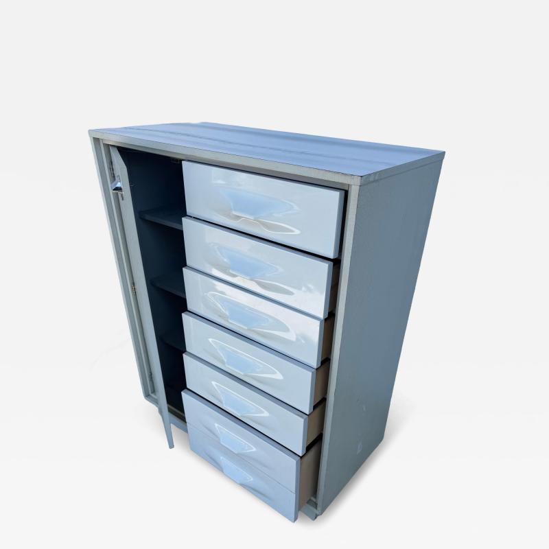 Giovanni Maur For Treco Gray Lacquer and White Acrylic Bachelors Chest