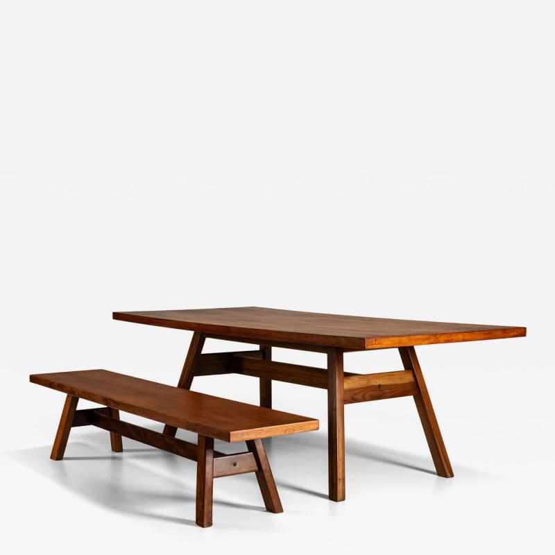 Giovanni Michelucci Torbecchia Dining Table and Bench by Giovanni Michelucci in Walnut