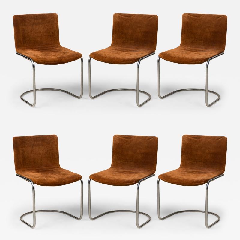 Giovanni Offredi 10 Giovanni Offredi for Saporiti Italia Lens Leather Steel Dining Chairs