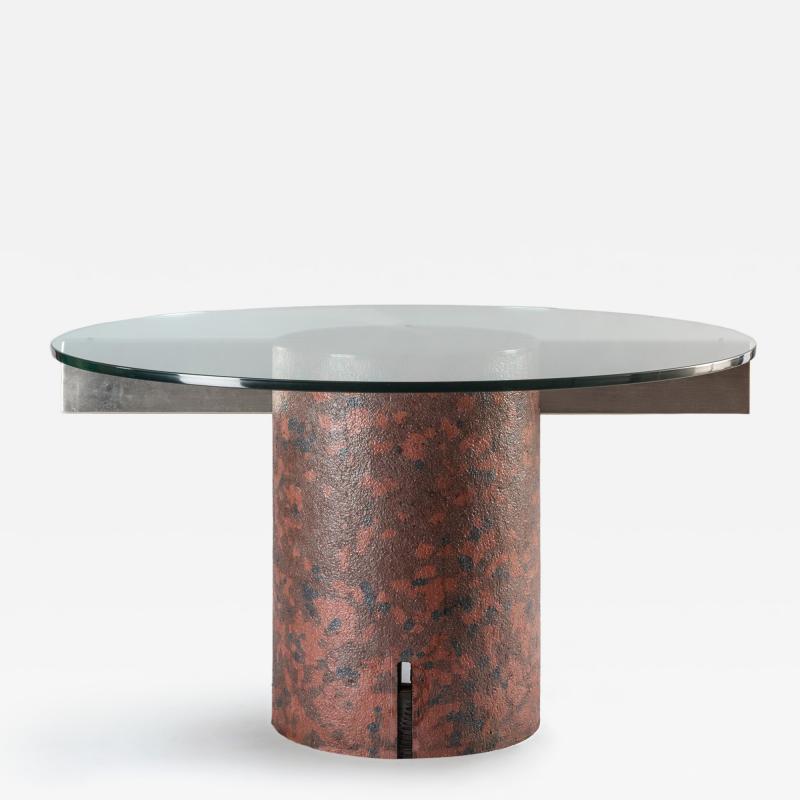Giovanni Offredi Giovanni Offredi round table in concrete and glass for Saporiti Italy 1970s