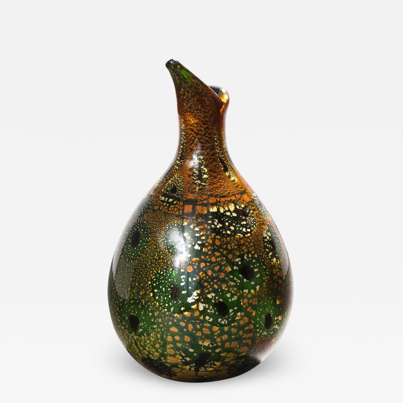 Giulio Radi Giulio Radi Hand Blown Glass Vase with Gold Foil And Murrhines Ca 1950