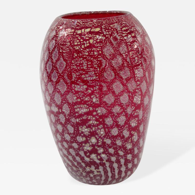 Giulio Radi Hand Blown Red Glass Vase by Giulio Radi