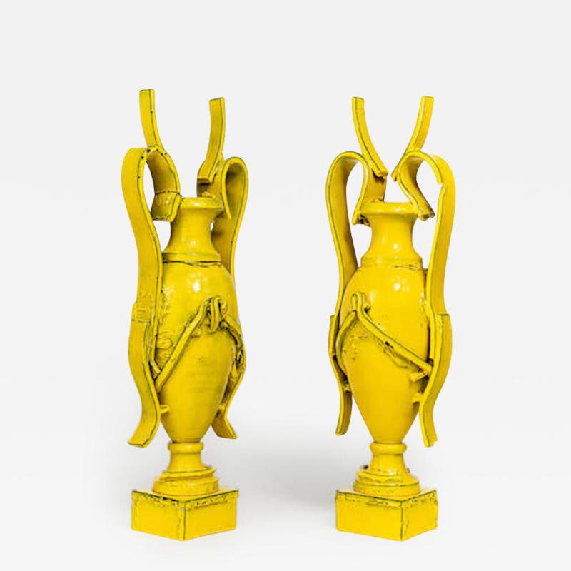 Giuseppe Ducrot PAIR OF YELLOW AMPHORAES