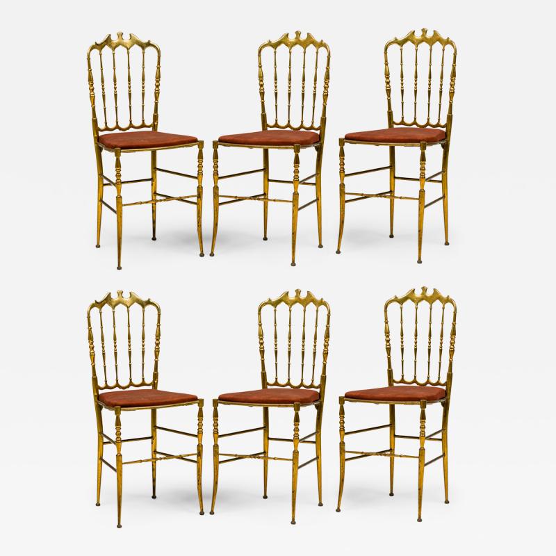 Giuseppe Gaetano Descalzi Set of 10 Giuseppe Gaetano Decalzi Chiavari Italian Brass Dining Side Chairs
