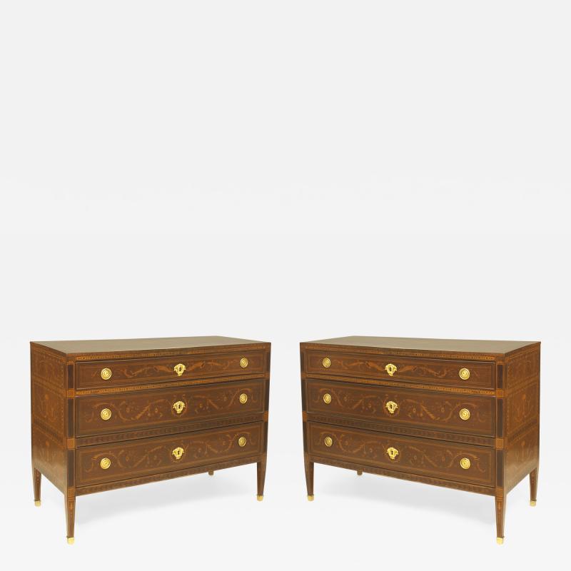 Giuseppe Maggiolini Pair of Northern Italian Neo classical Marquetry Inlaid Commodes